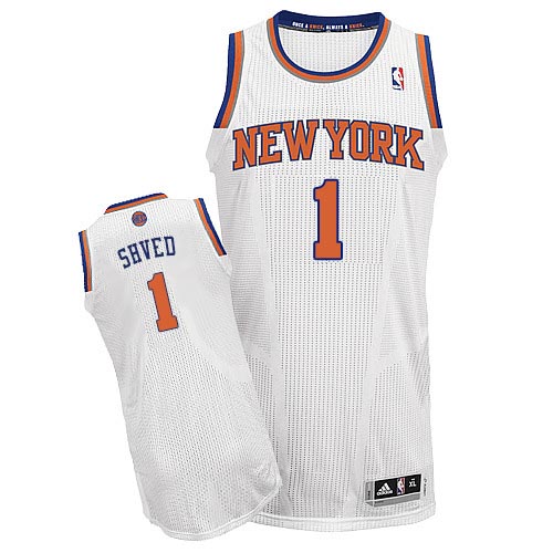 Alexey Shved Authentic In White Adidas NBA New York Knicks #1 Men's Home Jersey - Click Image to Close