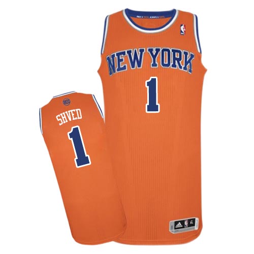 Alexey Shved Authentic In Orange Adidas NBA New York Knicks #1 Men's Alternate Jersey - Click Image to Close