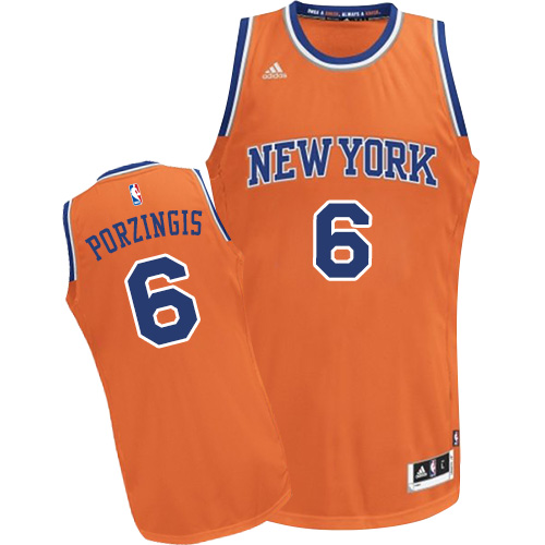 Kristaps Porzingis Swingman In Orange Adidas NBA New York Knicks #6 Men's Alternate Jersey