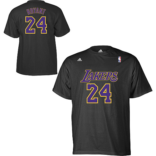 Adidas Los Angeles Lakers #24 Kobe Bryant Game Time T-Shirt - Black - Click Image to Close