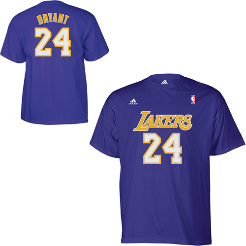 Adidas Los Angeles Lakers #24 Kobe Bryant Game Time T-Shirt - Purple - Click Image to Close