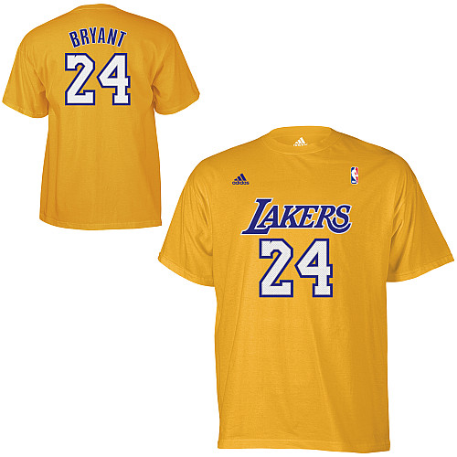 Adidas Los Angeles Lakers #24 Kobe Bryant Game Time T-Shirt - Yellow