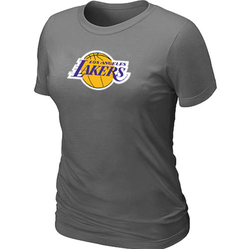 Los Angeles Lakers Big & Tall Women's Primary Logo T-Shirt - Dark Grey - Click Image to Close
