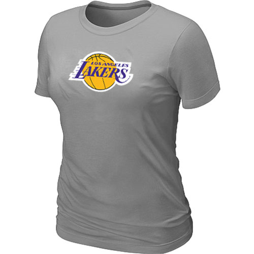 Los Angeles Lakers Big & Tall Women's Primary Logo T-Shirt - Light Grey - Click Image to Close