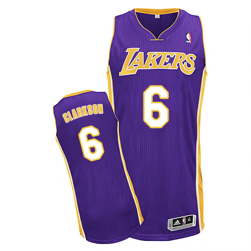 Jordan Clarkson Authentic In Purple Adidas NBA Los Angeles Lakers #6 Men's Road Jersey - Click Image to Close