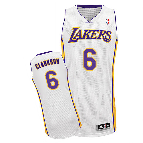 Jordan Clarkson Authentic In White Adidas NBA Los Angeles Lakers #6 Men's Alternate Jersey - Click Image to Close