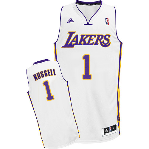 D'Angelo Russell Swingman In White Adidas NBA Los Angeles Lakers #1 Men's Alternate Jersey - Click Image to Close
