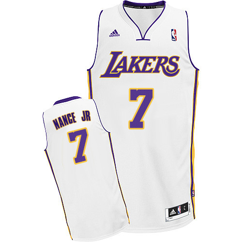 Larry Nance Jr. Swingman In White Adidas NBA Los Angeles Lakers #7 Men's Alternate Jersey - Click Image to Close