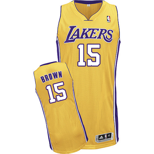 Jabari Brown Authentic In Gold Adidas NBA Los Angeles Lakers #15 Men's Home Jersey - Click Image to Close