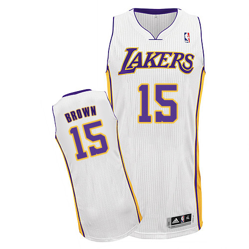 Jabari Brown Authentic In White Adidas NBA Los Angeles Lakers #15 Men's Alternate Jersey - Click Image to Close