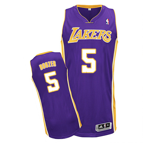 Carlos Boozer Authentic In Purple Adidas NBA Los Angeles Lakers #5 Men's Road Jersey - Click Image to Close