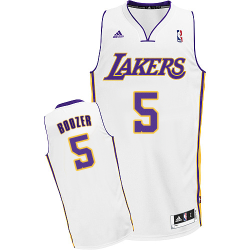 Carlos Boozer Swingman In White Adidas NBA Los Angeles Lakers #5 Men's Alternate Jersey