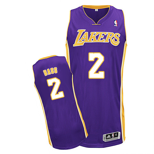 Brandon Bass Authentic In Purple Adidas NBA Los Angeles Lakers #2 Men's Road Jersey - Click Image to Close