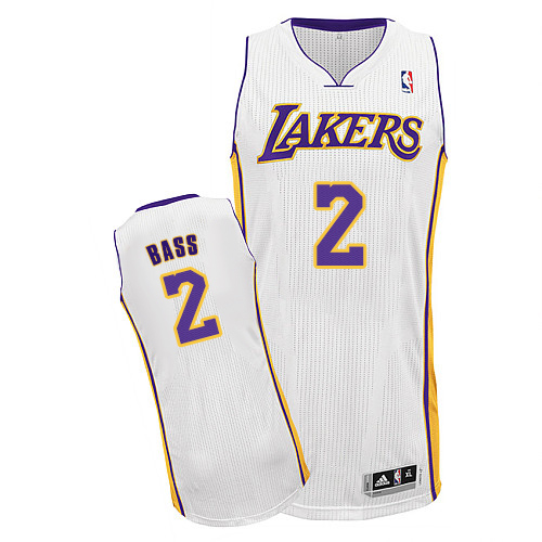 Brandon Bass Authentic In White Adidas NBA Los Angeles Lakers #2 Men's Alternate Jersey