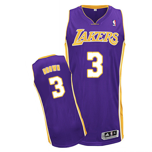 Anthony Brown Authentic In Purple Adidas NBA Los Angeles Lakers #3 Men's Road Jersey