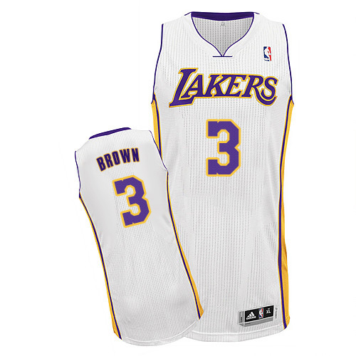 Anthony Brown Authentic In White Adidas NBA Los Angeles Lakers #3 Men's Alternate Jersey