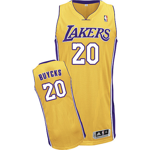 Dwight Buycks Authentic In Gold Adidas NBA Los Angeles Lakers #20 Men's Home Jersey - Click Image to Close