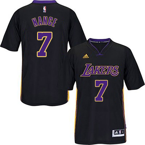 Larry Nance Authentic In Black Adidas NBA Los Angeles Lakers Short Sleeve #7 Men's Jersey - Click Image to Close