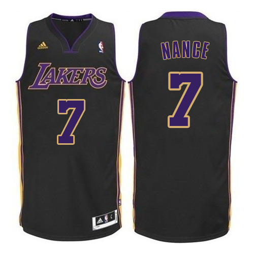 Larry Nance Authentic In Black Adidas NBA Los Angeles Lakers Hollywood Nights #7 Men's Jersey - Click Image to Close