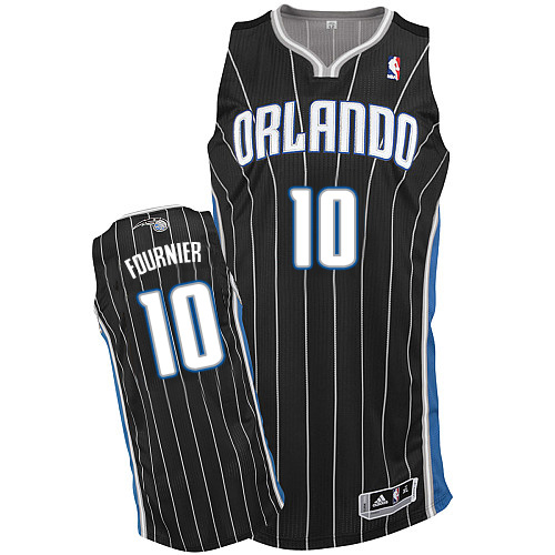 Evan Fournier Authentic In Black Adidas NBA Orlando Magic #10 Men's Alternate Jersey
