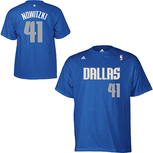 Adidas Dallas Mavericks #41 Dirk Nowitzki Game Time T-Shirt - Light Blue - Click Image to Close