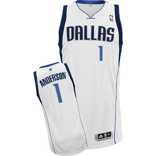 Justin Anderson Authentic In White Adidas NBA Dallas Mavericks #1 Men's Home Jersey - Click Image to Close