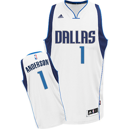 Justin Anderson Swingman In White Adidas NBA Dallas Mavericks #1 Men's Home Jersey - Click Image to Close