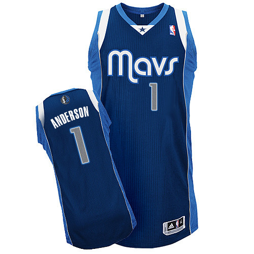 Justin Anderson Authentic In Navy Blue Adidas NBA Dallas Mavericks #1 Men's Alternate Jersey - Click Image to Close