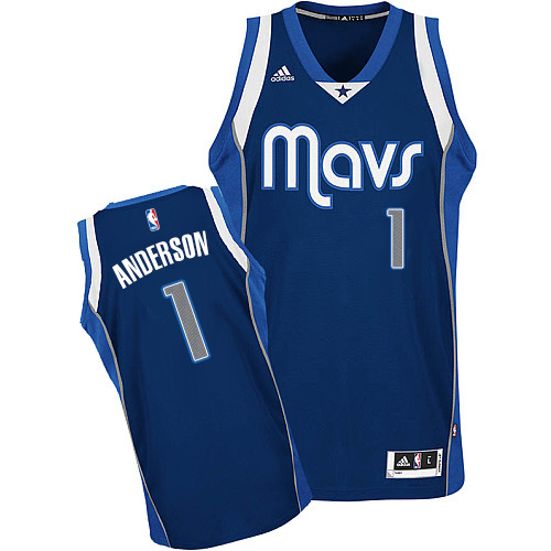 Justin Anderson Swingman In Navy Blue Adidas NBA Dallas Mavericks #1 Men's Alternate Jersey - Click Image to Close