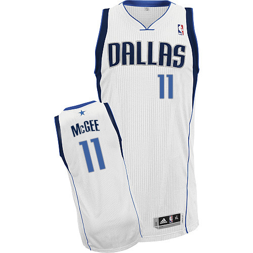 JaVale McGee Authentic In White Adidas NBA Dallas Mavericks #11 Men's Home Jersey - Click Image to Close