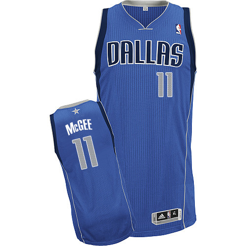 JaVale McGee Authentic In Royal Blue Adidas NBA Dallas Mavericks #11 Men's Road Jersey - Click Image to Close