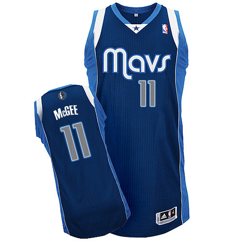 JaVale McGee Authentic In Navy Blue Adidas NBA Dallas Mavericks #11 Men's Alternate Jersey