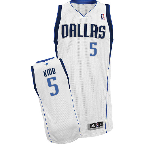 Jason Kidd Authentic In White Adidas NBA Dallas Mavericks #5 Men's Home Jersey