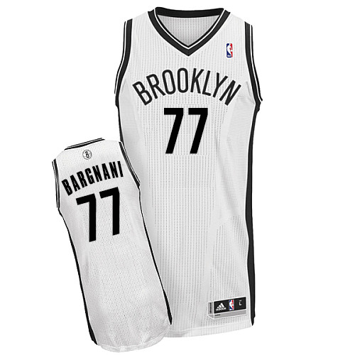 Andrea Bargnani Authentic In White Adidas NBA Brooklyn Nets #77 Men's Home Jersey - Click Image to Close
