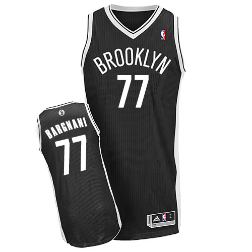 Andrea Bargnani Authentic In Black Adidas NBA Brooklyn Nets #77 Men's Road Jersey - Click Image to Close