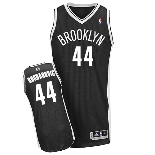 Bojan Bogdanovic Authentic In Black Adidas NBA Brooklyn Nets #44 Men's Road Jersey - Click Image to Close