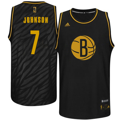 Joe Johnson Authentic In Black Adidas NBA Brooklyn Nets Precious Metals Fashion #7 Men's Jersey