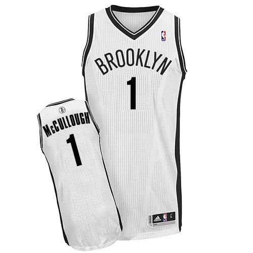 Chris McCullough Authentic In White Adidas NBA Brooklyn Nets #1 Men's Home Jersey - Click Image to Close