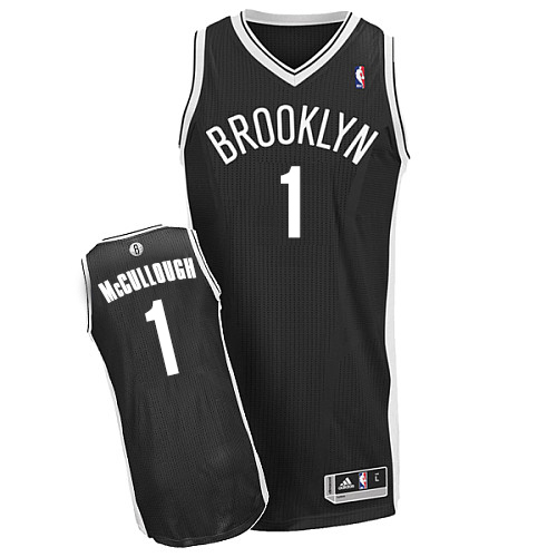 Chris McCullough Authentic In Black Adidas NBA Brooklyn Nets #1 Men's Road Jersey - Click Image to Close