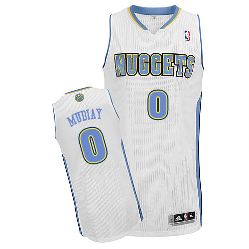 Emmanuel Mudiay Authentic In White Adidas NBA Denver Nuggets #0 Men's Home Jersey - Click Image to Close