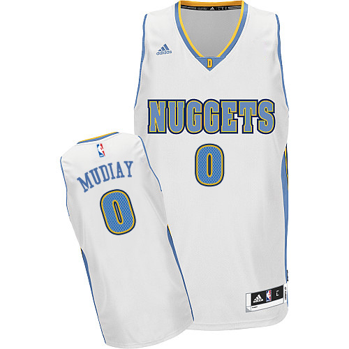 Emmanuel Mudiay Swingman In White Adidas NBA Denver Nuggets #0 Men's Home Jersey