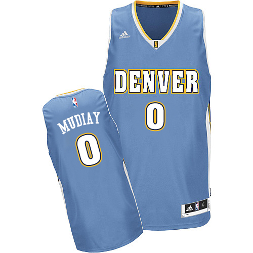 Emmanuel Mudiay Swingman In Light Blue Adidas NBA Denver Nuggets #0 Men's Road Jersey
