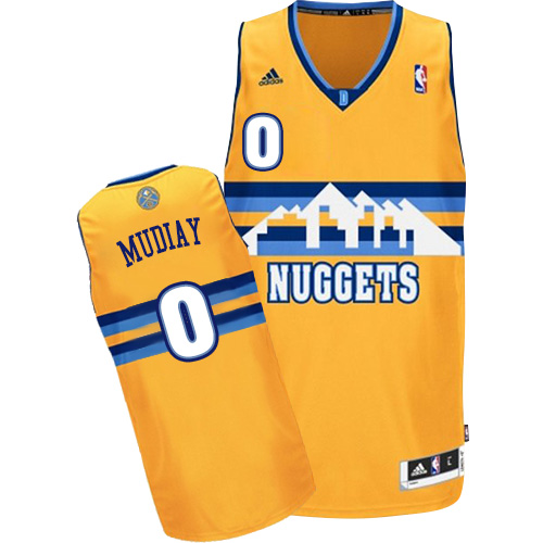 Emmanuel Mudiay Authentic In Gold Adidas NBA Denver Nuggets #0 Men's Alternate Jersey - Click Image to Close