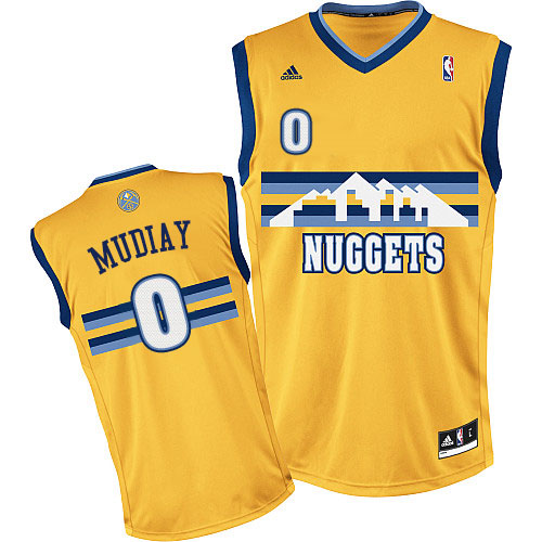 Emmanuel Mudiay Swingman In Gold Adidas NBA Denver Nuggets #0 Men's Alternate Jersey - Click Image to Close