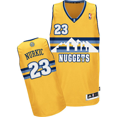 Jusuf Nurkic Authentic In Gold Adidas NBA Denver Nuggets #23 Men's Alternate Jersey - Click Image to Close