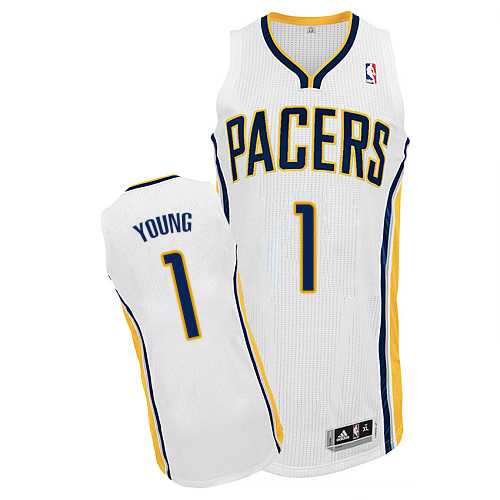 Joseph Young Authentic In White Adidas NBA Indiana Pacers #1 Men's Home Jersey - Click Image to Close