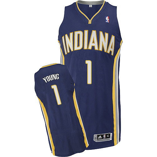 Joseph Young Authentic In Navy Blue Adidas NBA Indiana Pacers #1 Men's Road Jersey - Click Image to Close