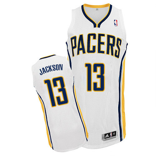 Mark Jackson Authentic In White Adidas NBA Indiana Pacers #13 Men's Home Jersey - Click Image to Close