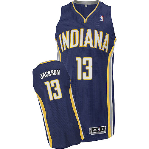 Mark Jackson Authentic In Navy Blue Adidas NBA Indiana Pacers #13 Men's Road Jersey
