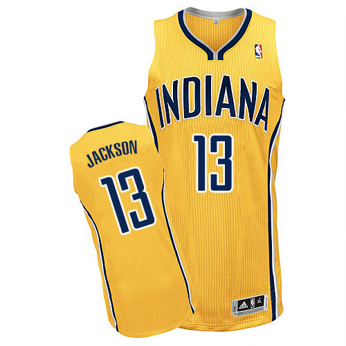Mark Jackson Authentic In Gold Adidas NBA Indiana Pacers #13 Men's Alternate Jersey - Click Image to Close